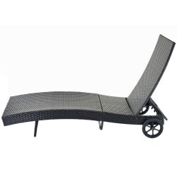 Polyrattan solseng - sort solvogn og liggestol med m�rkegr� hynde