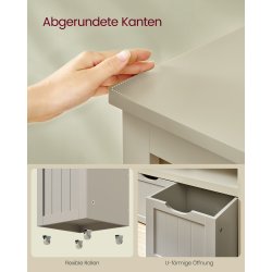 Lille kommode med hylder og kasse til opbevaring - beige 102x30x60