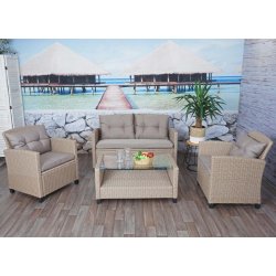 Havem�bels�t - gr�brune polyrattan havem�bler med gr�brune hynder