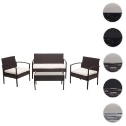 Polyrattan loungest - lounge havembelst i 4 dele - brun 2-1-1