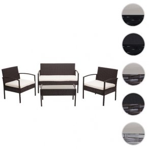 Polyrattan loungest - lounge havembelst i 4 dele - brun 2-1-1