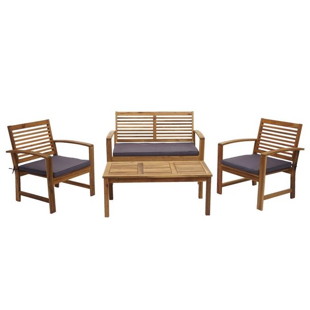 Havembelst 4 dele med hynder massivt akacietr - loungest