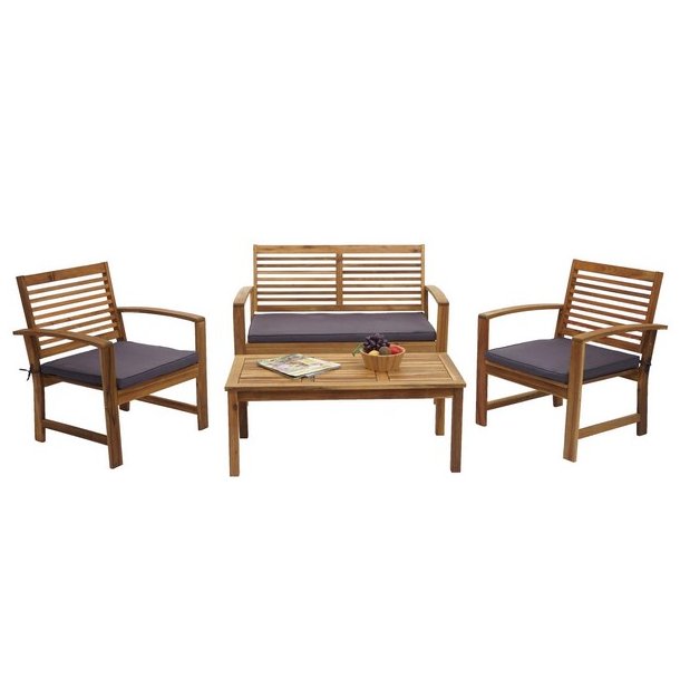 Havembelst 4 dele med hynder massivt akacietr - loungest