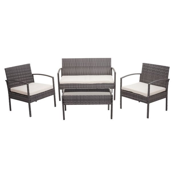 Polyrattan loungest - lounge havembelst i 4 dele - gr 2-1-1