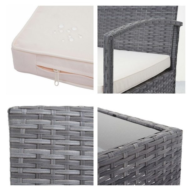 Polyrattan loungest - lounge havembelst i 4 dele - gr 2-1-1