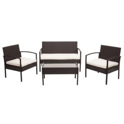 Polyrattan loungest - lounge havembelst i 4 dele - brun 2-1-1