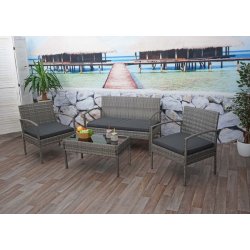 Polyrattan loungest - lounge havembelst i 4 dele - gr 2-1-1