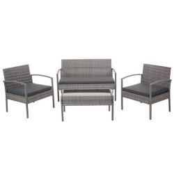 Polyrattan loungest - lounge havembelst i 4 dele - gr 2-1-1