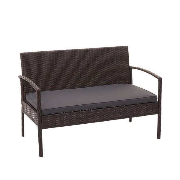 Polyrattan loungest - lounge havembelst i 4 dele - brun 2-1-1