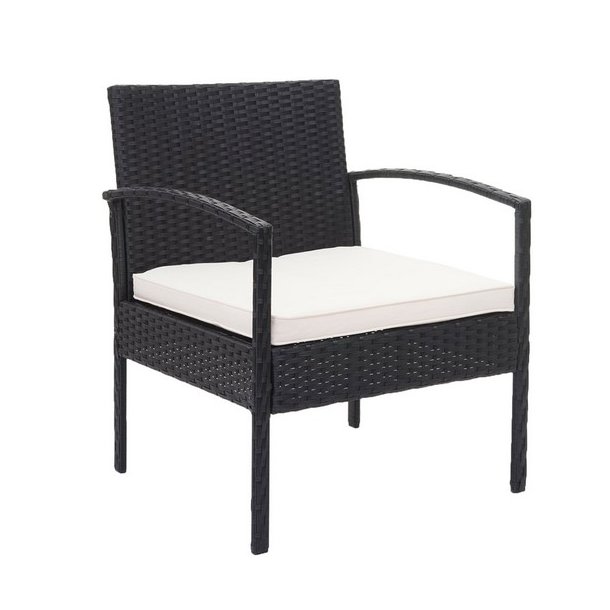 Polyrattan loungest - lounge havembelst i 4 dele - sort 2-1-1