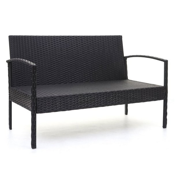 Polyrattan loungest - lounge havembelst i 4 dele - sort 2-1-1
