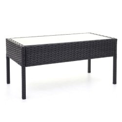 Polyrattan loungest - lounge havembelst i 4 dele - sort 2-1-1