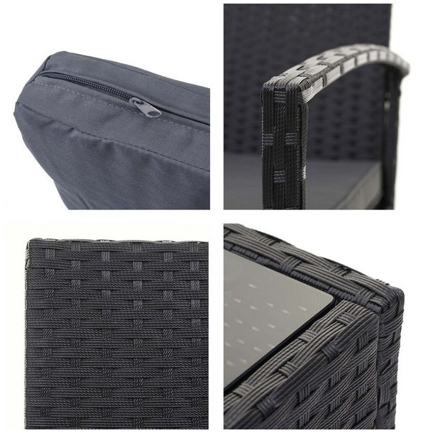 Polyrattan loungest - lounge havembelst i 4 dele - sort 2-1-1