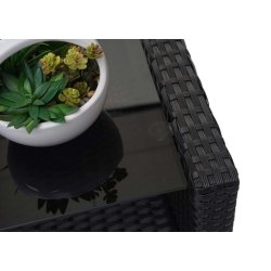 Havem�bels�t - sorte polyrattan havem�bler med antracit hynder