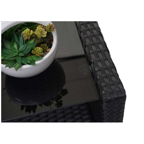 Havem�bels�t - sorte polyrattan havem�bler med antracit hynder