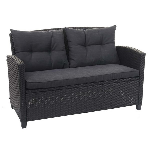 Havem�bels�t - sorte polyrattan havem�bler med antracit hynder