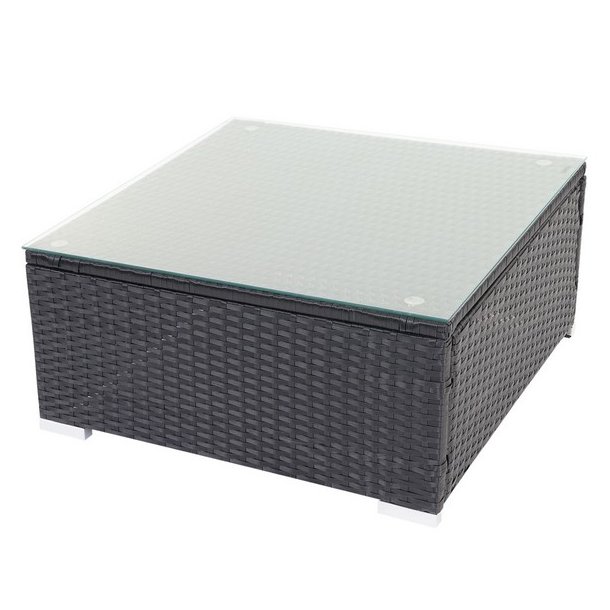 Loungest - sort polyrattan siddegruppe med antracit hynder