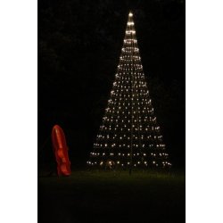 Lysnet p 1,8 meter inkl. flagstang - 180 cm lystr med 192 varm hvid LED lys