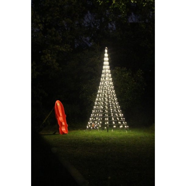 Lysnet på 4 meter inkl. flagstang 4M lystræ med varm hvid LED Julelys og lyskæde til flagstang - HAVEHOBBY.DK