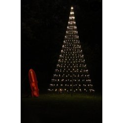 Lysnet p 1,8 meter inkl. flagstang - 180 cm lystr med 192 varm hvid LED lys