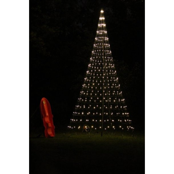 Lysnet på 3 meter inkl. flagstang - 3M lystræ med 320 varm hvid LED lys
