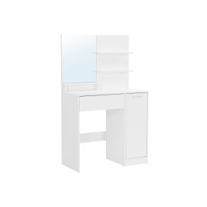 Makeupbord - sminkebord med spejl, skuffe og skab - hvid