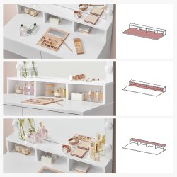 Makeupbord - sminkebord med lys, spejl og skuffer - hvid