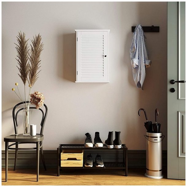 Badev�relsesskab - v�gh�ngt skab - medicinskab - hvid 40x16x60