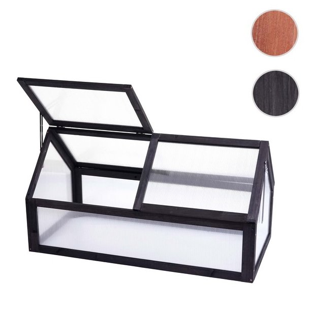 Minidrivhus til bed - vksthus i sort tr og polycarbonat - 108x57x54 cm