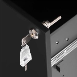 Arkivskab p hjul med ls og 3 skuffer - sort 39x45x55 cm