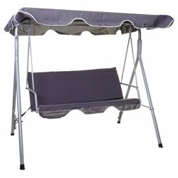 Hngesofa med justerbar solsejl - mrkegr gyngesofa