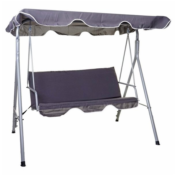 Hngesofa med justerbar solsejl - mrkegr gyngesofa