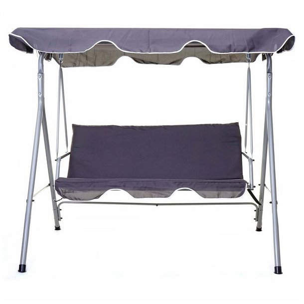 Hngesofa med justerbar solsejl - mrkegr gyngesofa