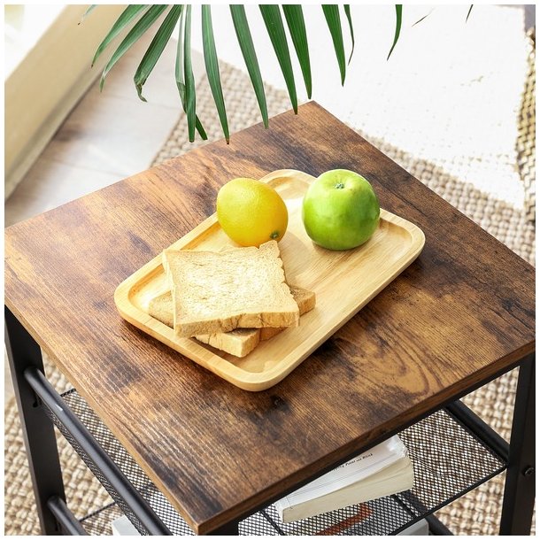 Sidebord - kvadratisk i industrielt design - rustik brun 40x40x55