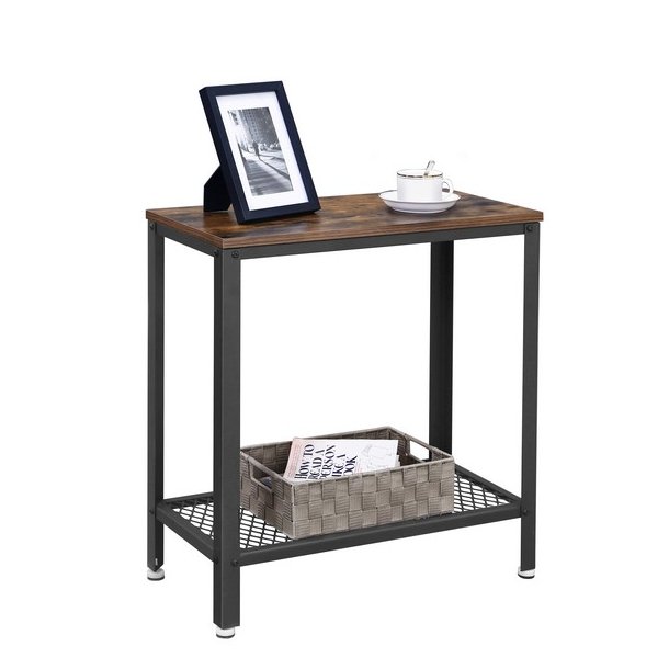 Sidebord - firkantet i industrielt design - rustik brun 60x30x60