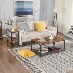 Sidebord - firkantet i industrielt design - rustik brun 60x30x60