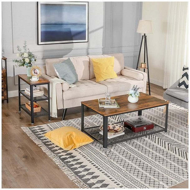 Sidebord - firkantet i industrielt design - rustik brun 60x30x60