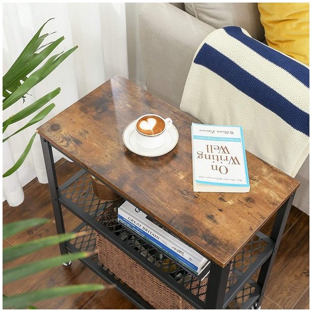 Sidebord - firkantet i industrielt design - rustik brun 60x30x60