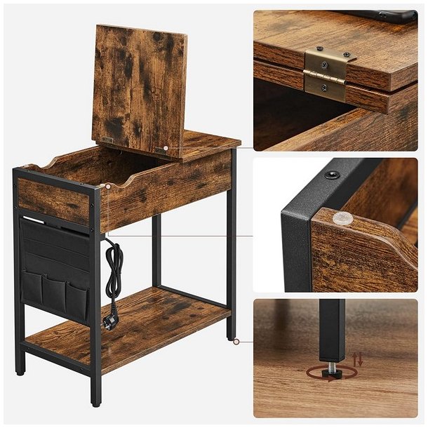 Sengebord - natbord med str�mstik - rustik brun sidebord