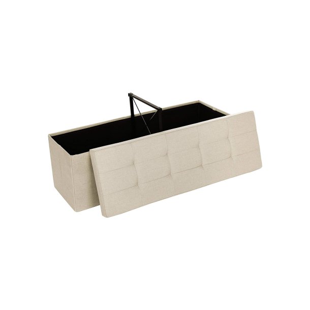 Bnk med kiste - siddebnk med opbevaring 110 x 38 x 38 - beige