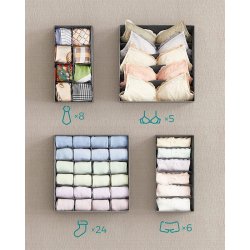 Opbevaringskasser til skuffer - 8 opbevaringssker - gr stof