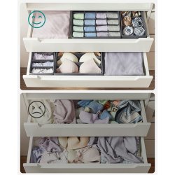 Opbevaringskasser til skuffer - 8 opbevaringssker - gr stof