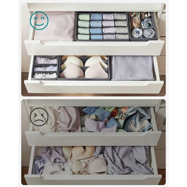 Opbevaringskasser til skuffer - 8 opbevaringssker - gr stof