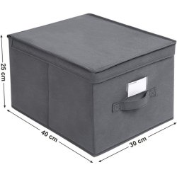 Opbevaringskasser - 3 foldbare stof�sker med l�g - gr� 40x30x25