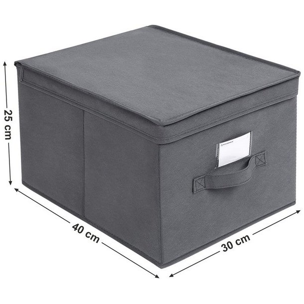 Opbevaringskasser - 3 foldbare stof�sker med l�g - gr� 40x30x25