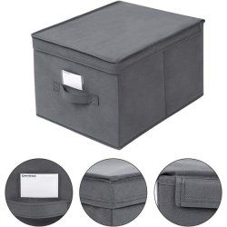 Opbevaringskasser - 3 foldbare stof�sker med l�g - gr� 40x30x25