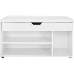 Skob�nk - siddeb�nk med skohylder - opbevaringsb�nk - hvid