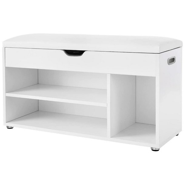 Skob�nk - siddeb�nk med skohylder - opbevaringsb�nk - hvid