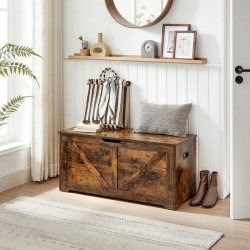 Siddeb�nk med opbevaringsrum - opbevaringsb�nk - rustik brun