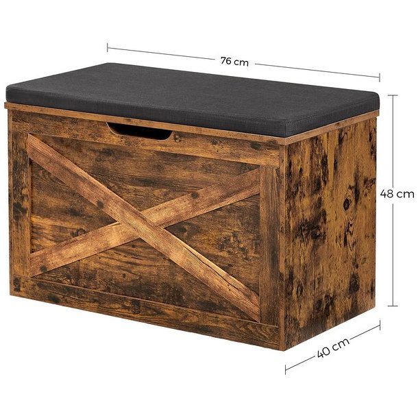 Siddeb�nk med opbevaringsrum - opbevaringsb�nk - rustik brun